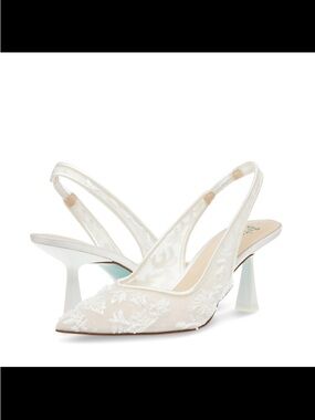White Beaded Slingback Pointed Toe Betsy Johnson Nikki